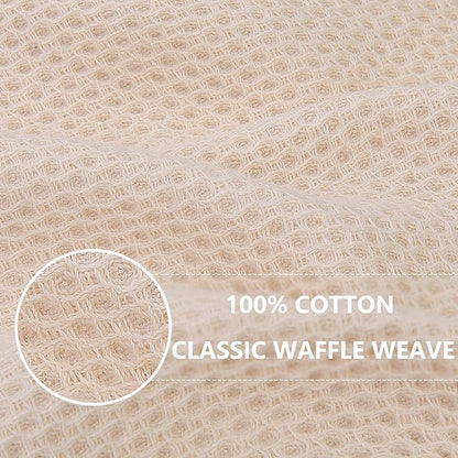 Homaxy 100% Cotton Waffle Weave Kitchen Dish Towels, Ultra Soft Absorbent Quick Drying Cleaning Towel, 13 x 28 Inches, 24-Pack, Beige