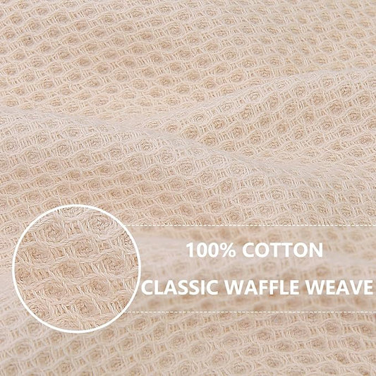 Homaxy 100% Cotton Waffle Weave Kitchen Dish Towels, Ultra Soft Absorbent Quick Drying Cleaning Towel, 13 x 28 Inches, 24-Pack, Beige