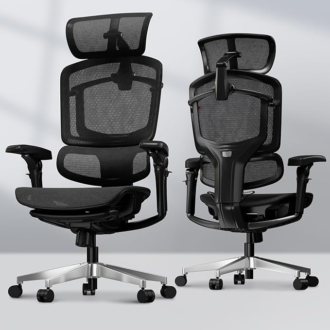 FLEXISPOT ErgoX-PRO Ergonomic Office Chair with Footrest Black – AeroWeave 5.0 Mesh Seat, 5D Lumbar, 7D Armrests, 4D Headrest, 551LBS Capacity – Office, Gaming, Home