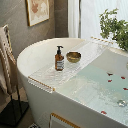 Bathtub Caddy Tray for Luxury Bathroom Bath tub Table Caddy Tray Shelf for Shower with Gold Handles fits All bathtubs