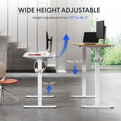 FLEXISPOT Standing Desk Electric Height Adjustable Desk with 48 x 24 Inches Splice Board, Ergonomic Memory Controller, Maple Top + White Frame