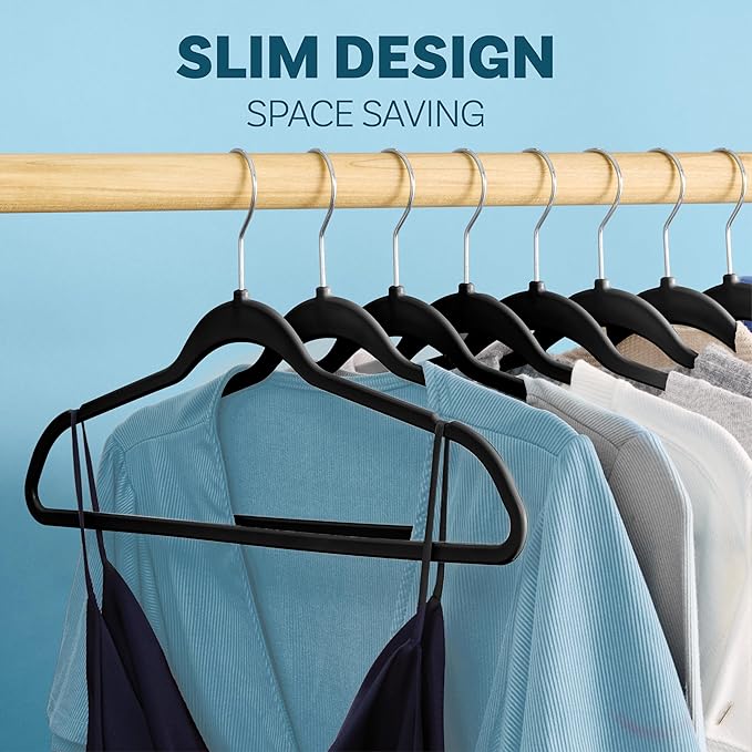 DEILSY™ Black Hangers 50 Pack - Thin Slim Space Saving, Plastic Hangers, Non Velvet Plastic Hanger for Closet Organization Hanger for Clothes Adult