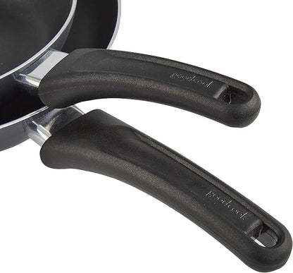 GoodCook Nonstick Aluminum Frying Pan Set, 8" and 10" Skillets, Black, Even Heating, Stay-Cool Ergonomic Handle, PFOA-Free Nonstick Coating, Ideal for Sautéing, Searing, and Frying