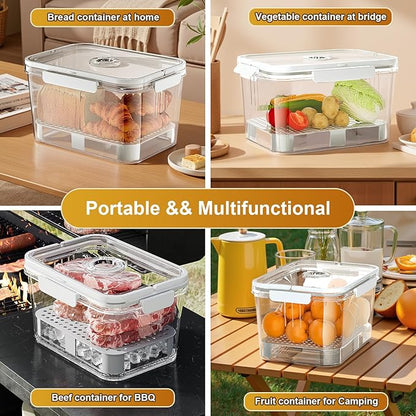 Bread Box for Kitchen Countertop: 2 Pack Airtight Breadbox Food Storage Container, Portable Large Plastic Clear Container with Lid for Homemade Bread, Toast, Bagel, Donut, Cookies and Fruits
