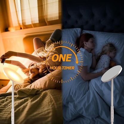 Super Bright Floor Lamp for Living Room, Stepless Dimmable LED Standing Lamp with Remote and Touch Control, 69” Tall Torchiere Corner Lamp for Bedroom Office Hotel, White