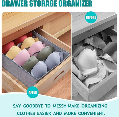 Drawer under Cabinet Clothes Organizer 5 Cell Foldable Storage Cubes Underwear Drawer Organizer Dividers Storage Boxes for Bra, Underwear（Grey 1）