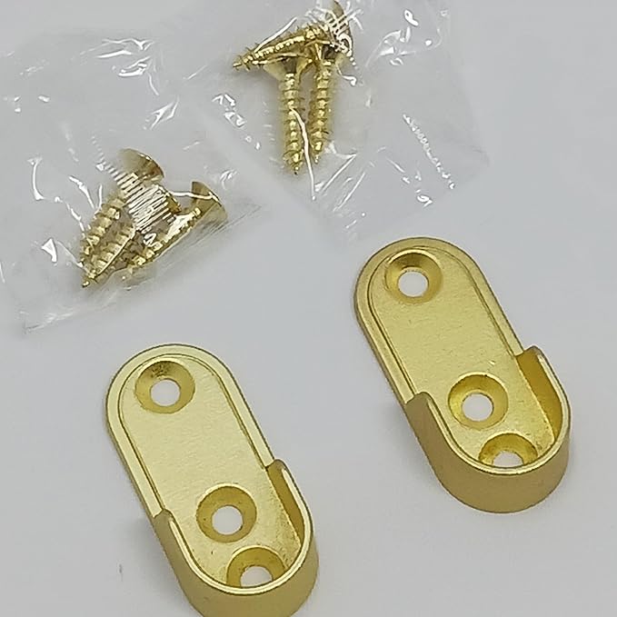 Matte Brass Aluminum Oval Wardrobe Tube Closet Rod with Two End Caps and Screws (48 INCH)