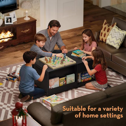 SINPAID Coffee Table with Storage, Rectangular Coffee Tables for Living Room, Modern Coffee Table with Hidden Storage Compartment and Adjustable Shelves, Black