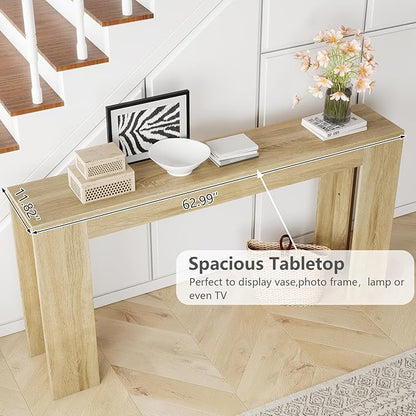 Spaco 63'' Narrow Long Console Table,Farmhouse Entryway Table Sofa Table with Storage,Wood Behind Couch Table for Living Room, Hallway,Foyer