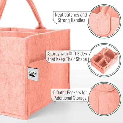 Mr. Pen- Baby Diaper Caddy Organizer, Coral, Nursery Storage Bin and Car Organizer for Diapers and Baby Wipes