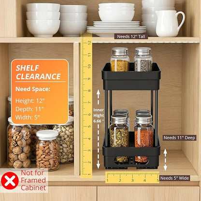 3 Pack Pull Out Spice Rack Organizer for Cabinet, Slide Out Spice Racks Organizer, Spice Cabinet Organizers, Cabinet Size Need:12'' Highx11'' Deepx5'' Wide,Each Tier Hold 10 Spice Jar- 2 Tier,3 Colors