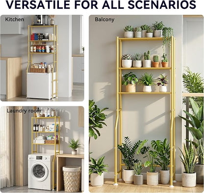 3-Tier Over The Toilet Storage, Freestanding Metal Bathroom Shelves, Space Saver Above The Over Toilet Storage Shelf for Bathroom (Gold)
