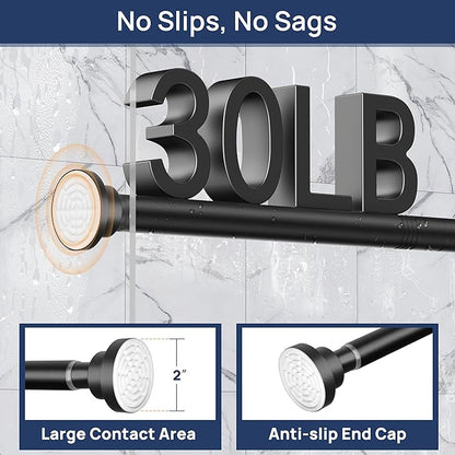 ENJOYBASICS 2 Pack Adjustable Spring Tension Curtain Rods 32 to 78 Inches, Stainless Steel Matte Black Shower Rod No Drilling for Window, Bathroom, Closet, Room Divider, 7/8" Diameter