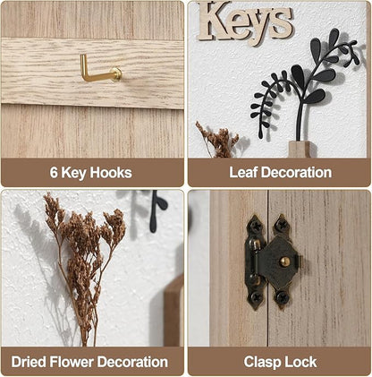 Key Holder Wall Mount Key Holder for Wall, Rustic Vase Key Hooks for Wall Key Hanger with 6 Hooks, Key Storage Box Key Cabinet Key Organizer Key Rack for Home Decor Office Entryway Gift
