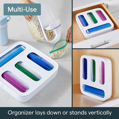 YouCopia StoraBag Food Bag Dispenser, Family Size 4-Slot, Plastic Sandwich Bags Drawer Organizer for Kitchen Storage