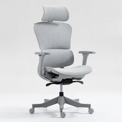 Ergonomic Office Chair with Independent Lumbar Support, Adjustable Height & 360° Swivel for Home Office Workstation (Grey)