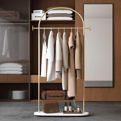 TIEOU Metal Gold Coat Rack, Freestanding Entryway Stand, Hat Coat Hanger, Small Clothing Rack, Modern