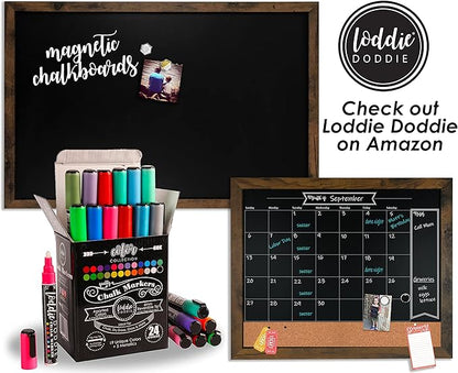 Loddie Doddie Chalk Board - 20 x 30 in Gray Rustic Wood Frame - Magnetic Board for Wall - Chalkboard Signs & Magnet Display - Chalkboard Calendar for Wall
