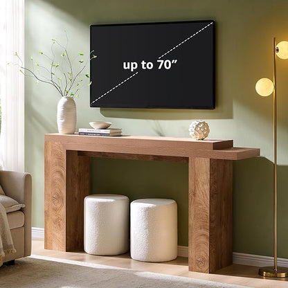 OKD 63 Inch Modern Entryway Console Table, Solid Geometry Accent Sofa Table Behind The Couch, Narrow Console Table for Entryway, Hallway, Living Room, Foyer, Light Tree Knot