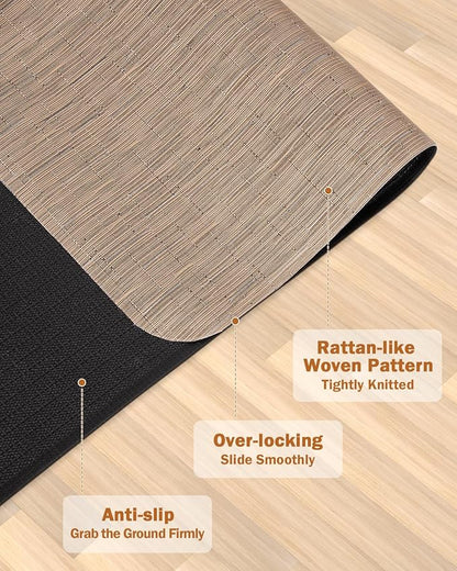 Blvornl Office Chair Mat for Hardwood Floor, 47.2"x60" Desk Computer Chair Mat, Large Anti-Slip Hard Floor Protector, PVC Mat Desk Rug for Office and Home, Red Brown