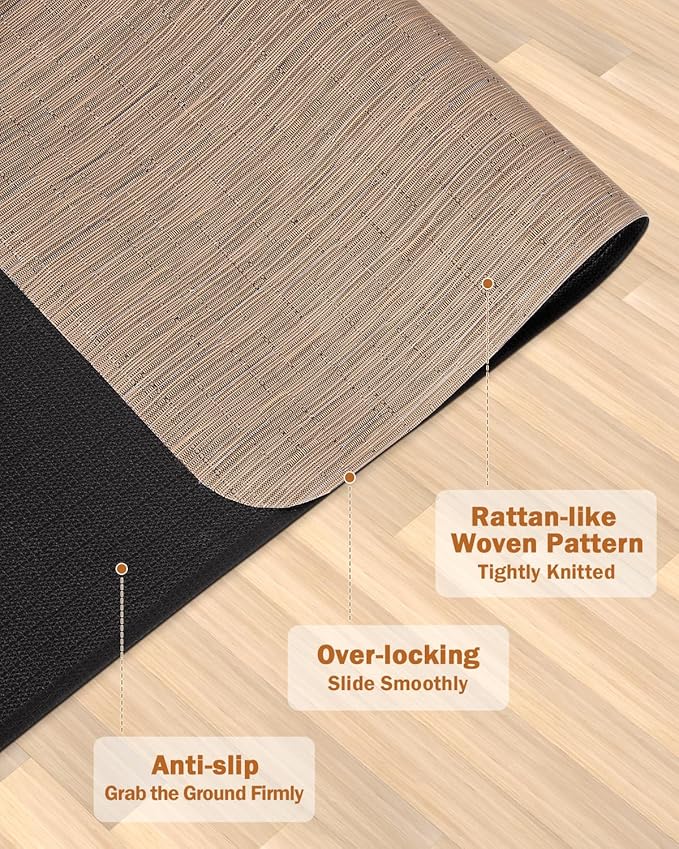 Blvornl Office Chair Mat for Hardwood Floor, 45"*53.1" Desk Computer Chair Mat, Large Anti-Slip Hard Floor Protector, PVC Mat Desk Rug for Office and Home, Red Brown