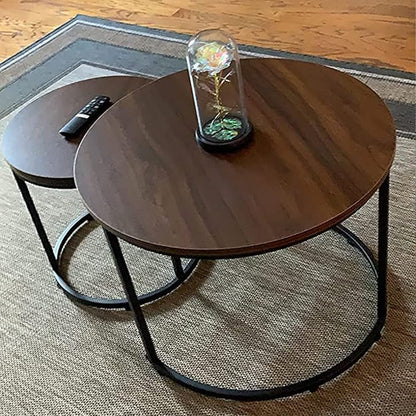 Garden 4 you Nesting Coffee Table Rustic Brown 2 Sets for Small Place Engineered Wood Sofa End Side Table for Living Room Cabin Bed Room Dining Room