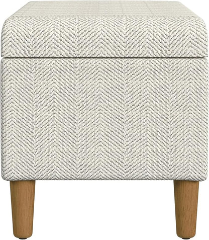 HomePop Malmo Decorative Storage Bench -Cream Chevron Woven