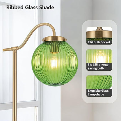 MAYNA Bedroom Floor Lamp, Modern Green Shade, 67" Tall, Suitable for Bedroom, Study, Office (Includes 2700K Bulb) (Gold and Green)