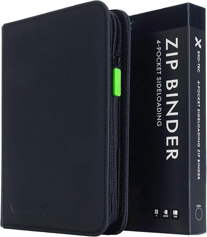 Vault X 4 Pocket Zip Binder, 160 Cards, Exo-Tec Material, 20 Side-Loading Pages (Black)