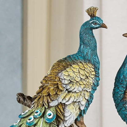 Touch of Class Ardent Peacock Realistic Table Sculpture | Elegant Decor for Bedroom, Living Room, Office Desk