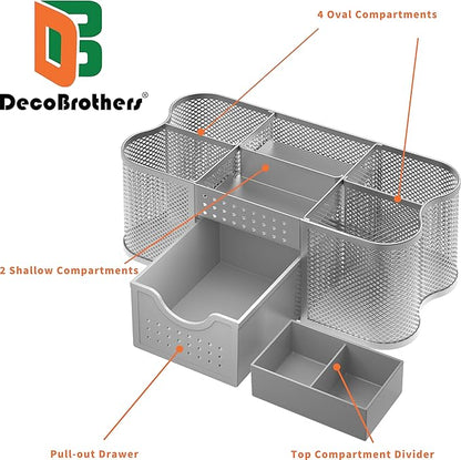 Deco Brothers Desk Organizers Pen Holder Office Caddy Storage, Silver