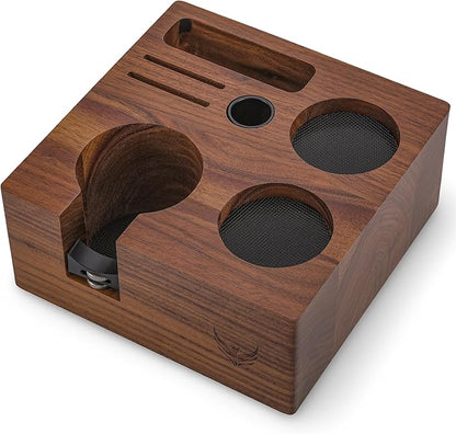 Walnut Espresso Tamping Station 54mm for Breville – Coffee Accessories Organizer Tamper, Distributor Portafilter Holder Stand, Espresso Tools Storage