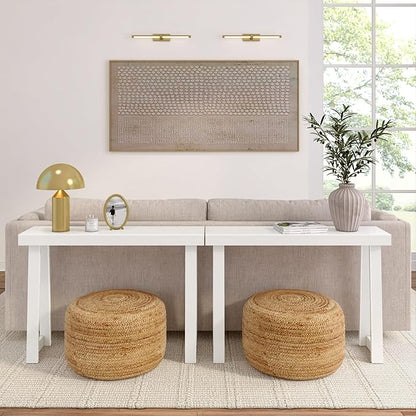 Plank+Beam Solid Wood Console Table, 46 Inch, Sofa Table, Narrow Entryway Table for Hallway, Behind The Couch, Living Room, Foyer, Easy Assembly, White