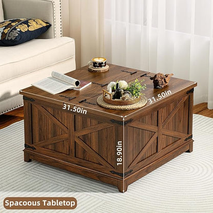 Farmhouse Coffee Table Set of 3, Furniture Set with Charging Station, Coffee Table with Hidden Storage Organizer and Nightsand 3-piece set, Country Center Table Set for Living Room,Office, Home