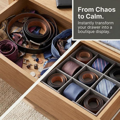 Household Essentials Grey 728-1 Deep 9 Section Drawer Organizer Box for Storage 12 in x 3.13
