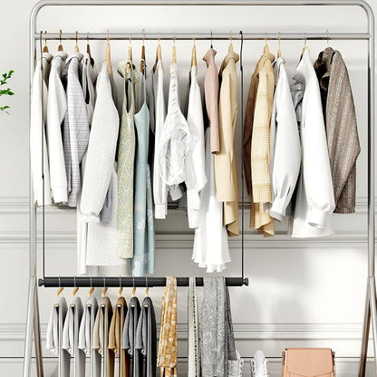 STORAGE MANIAC Adjustable Closet Rod for Hanging Clothes, 1 Pack Black | Expandable 17.9"-29.7" Heavy-Duty Metal Closet Hanging Rod with 9 Height Adjustments, Space-Saving Double Closet Organizer
