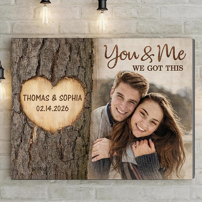 Love Signal Personalized Wall Art for Couples, Custom Photo Print Canvas/Poster/Frame, Anniversary, Valentine Day, Wedding, Birthday Gifts for Him Her Boyfriend Girlfriend, Husband Wife Bedroom Decor
