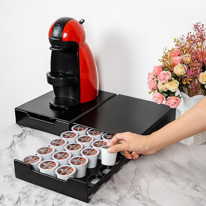 K-Cup Coffee Pods Holder, Coffee Pod Storage Drawer for Nespresso Capsules, k cup and Dolce Gusto, Organizer 20 Pod Capacity, Black
