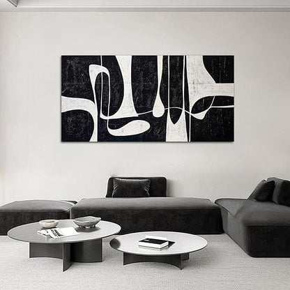 Tarfupth Black and White Abstract Wall Art for Living Room Minimalist Line Large Canvas Artwork for Bedroom Home Office Wall Decor Modern Canvas Prints 29"x58"