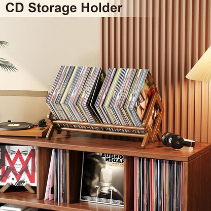 Premium Desktop Bookshelf, Bamboo Desk Bookshelf, Retro Brown Book Rack Shelf Organizer, Stable Bookshelves Storage, Tabletop Large Magazine Holder Racks for Magazines, Books, Files