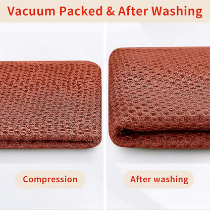 Homaxy 100% Cotton Oversized Waffle Weave Kitchen Dish Towels, Ultra Soft Absorbent Quick Drying Cleaning Towel, 20x28 Inches, 8-Pack, Rust