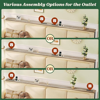 SUPERJARE 102.4 Inch Sofa Table with Power Outlets and USB-C Ports, 5.9 Inch Narrow Console Tables, Entryway Hallway Couch Tables with Storage, Behind Sofa, Small Spaces, Living Room, Oak
