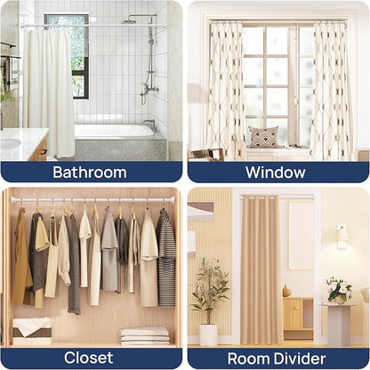 ENJOYBASICS 2 Pack Adjustable Spring Tension Curtain Rods 32 to 66 Inches, Stainless Steel White Shower Rod No Drilling for Window, Bathroom, Closet, Room Divider, 7/8" Diameter