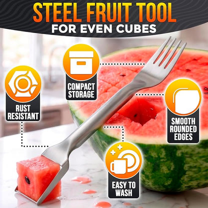 Stainless Steel Watermelon Slicer Cutter Tool – Easy Grip Durable Slicer for Watermelon, Cantaloupe, Papaya, Honeydew & More, Cut Cubes or Slices Fast | Mess-Free Prep for Parties, BBQs, Summer Snacks