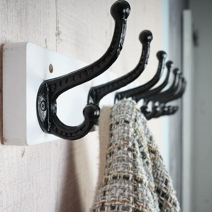 WEBI Rustic Coat Rack Wall Mount,35.43" Long 8 Cast Iron Coat Hooks Wall Mounted,Heavy Duty Wall Coat Hanger Hooks for Hanging Coats,Clothes,Black on White
