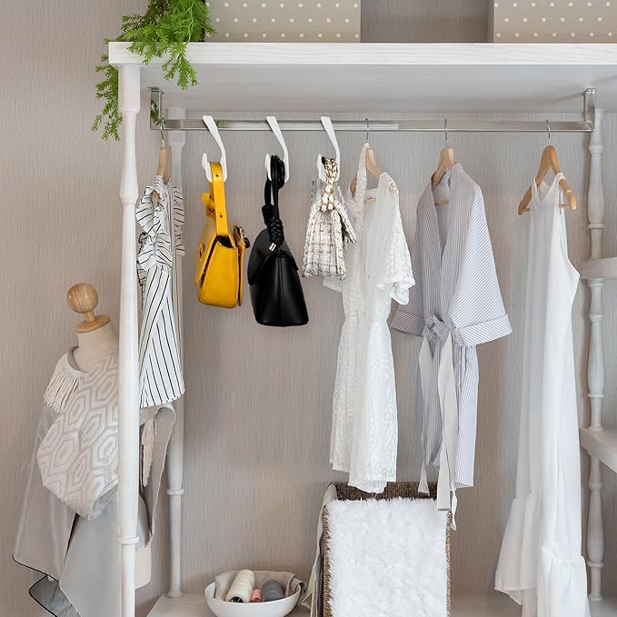 Maitys 36 Pcs Purse Hanger Hook Acrylic Bag Rack Holder for Bag Hanger Handbag Tote Hook Closet Organizer Storage Over The Closet Rod Backpacks Satchels Crossovers Tote (White)