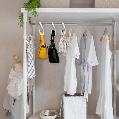 Maitys 36 Pcs Purse Hanger Hook Acrylic Bag Rack Holder for Bag Hanger Handbag Tote Hook Closet Organizer Storage Over The Closet Rod Backpacks Satchels Crossovers Tote (White)