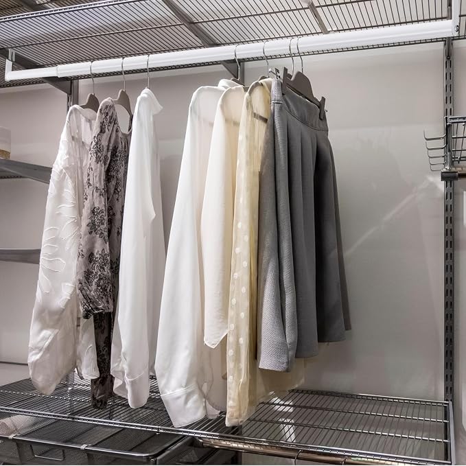 Threehoney Expandable Closet Rod for Wire Shelf Hanging Clothes Adjustable Heavy Duty Closet Hanging Rod Extender Heavy Duty Hanger Bar Metal Poles for Wardrobes Hanger, 1 Pack(36-60 Inch,White)