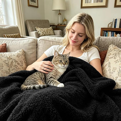Exclusivo Mezcla Fleece Black Throw Blanket for Couch Sofa, Ultra Soft, Lightweight and Fluffy Blankets for Women, All Season, 50x60 Inches