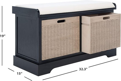 Safavieh Home Collection Landers Black 2-Drawer/Cushion Storage Bench (Fully Assembled) BCH5702B